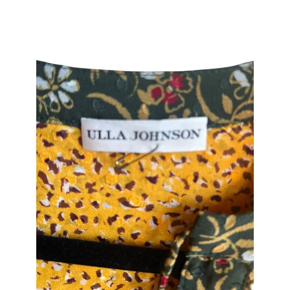 Ulla Johnson Norma Blouse Tropical Silk Blend Top Women Sz 0 Mixed Print Boho